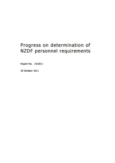 Progress on determination of NZDF personnel requirements front page