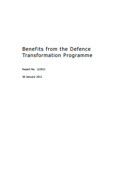 Benefits from the Defence Transformation Programme front page 400x565