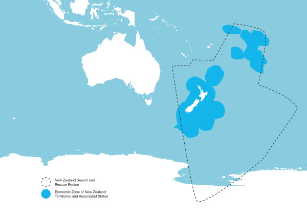 Map of EEZ and search and rescue zones.